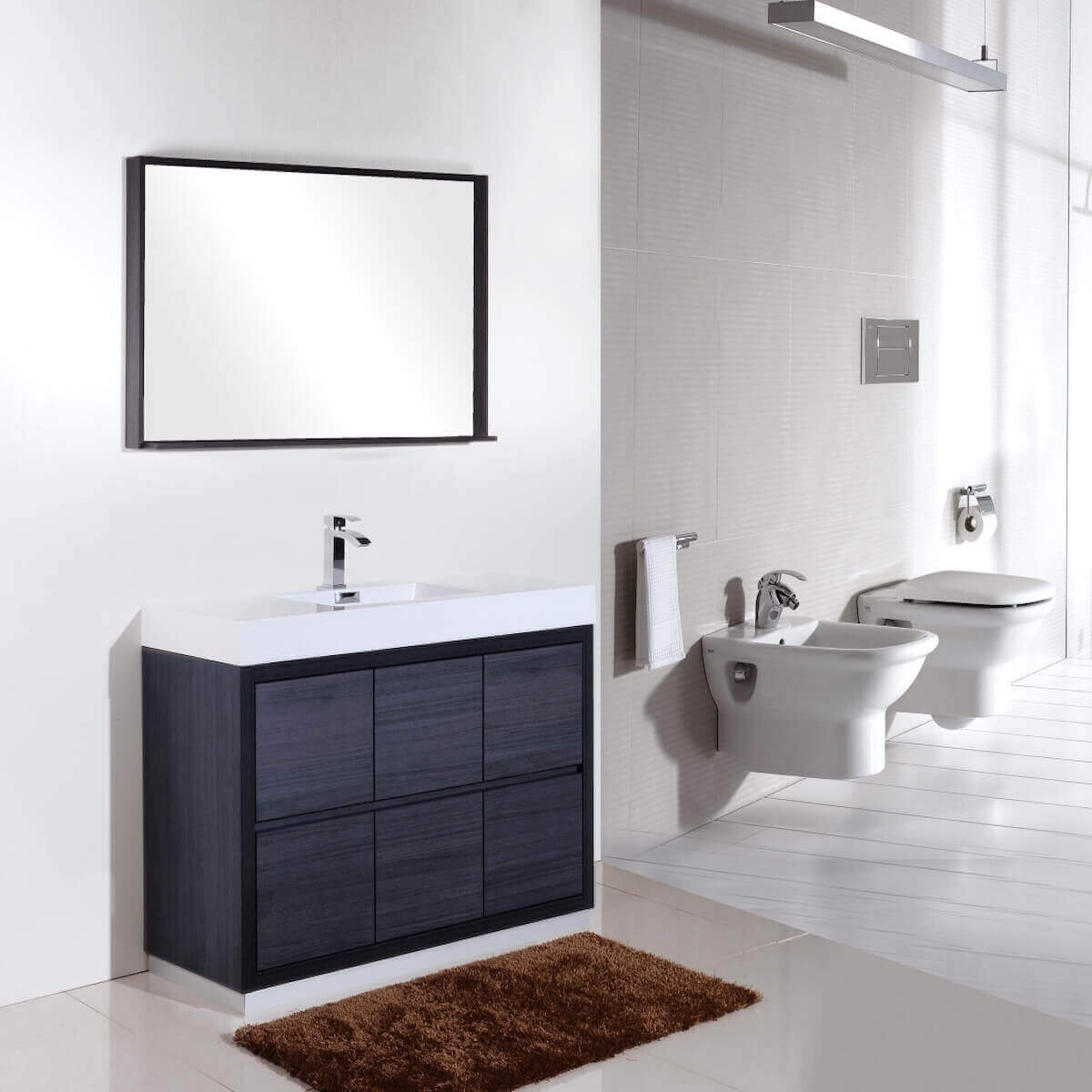 KubeBath Bliss 60" Gray Oak Freestanding Single Vanity FMB60S-GO in Bathroom #finish_gray oak