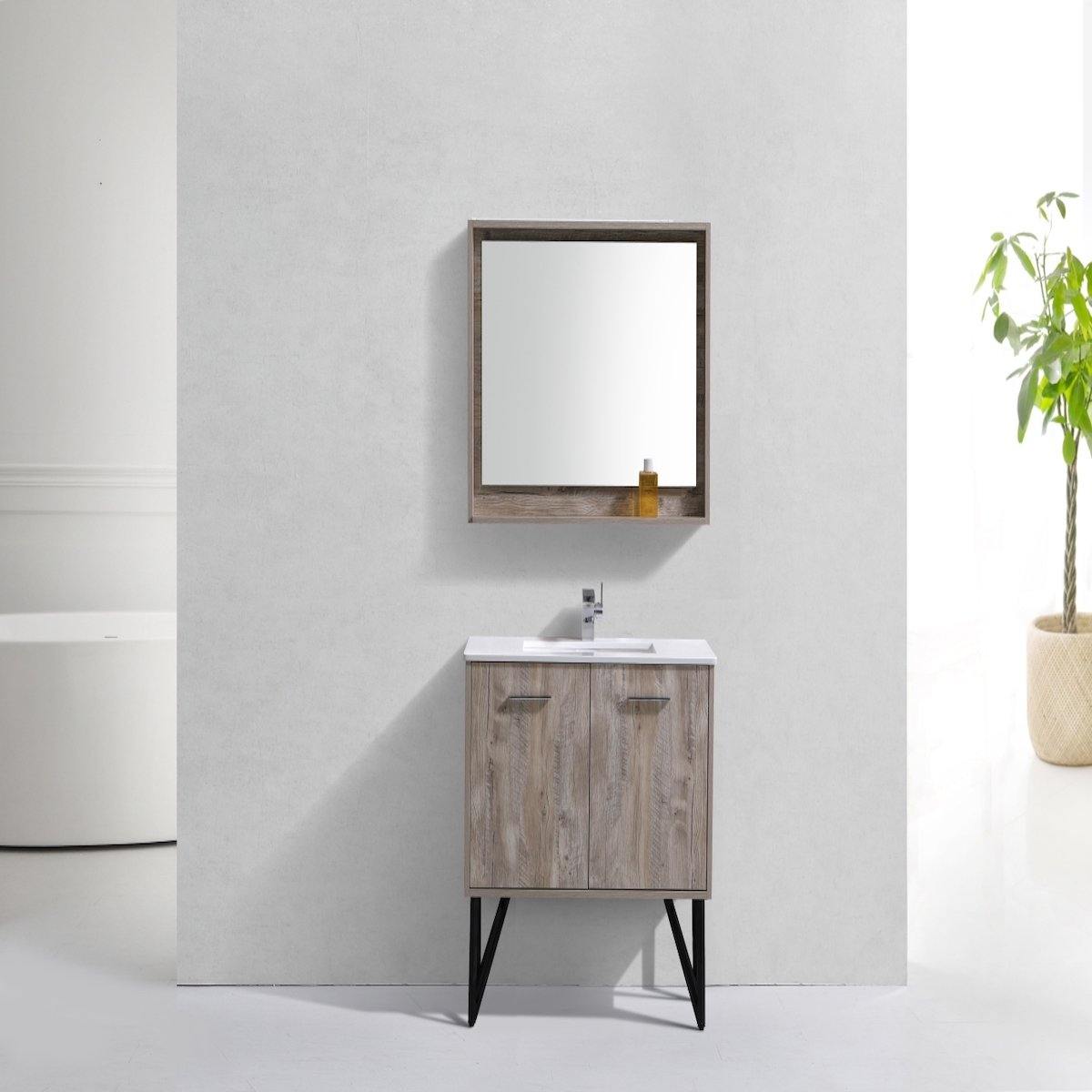 KubeBath Bosco 36" Nature Wood Freestanding Single Vanity with Quartz Countertop KB36-NW in Bathroom #finish_nature wood