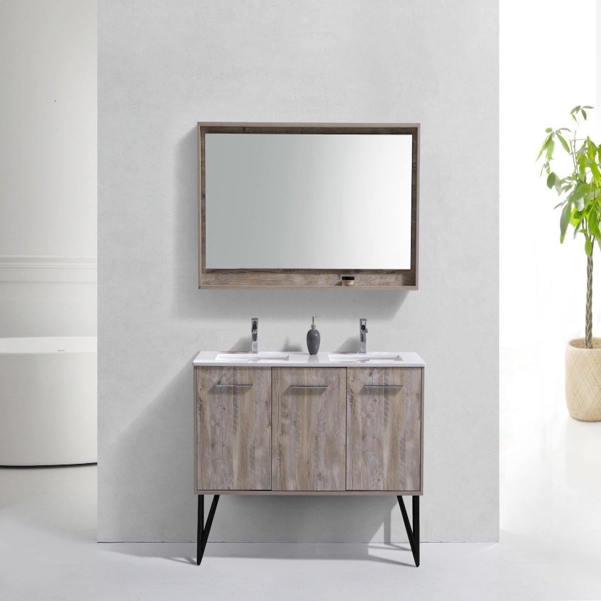 KubeBath Bosco 60" Nature Wood Freestanding Double Vanity with Quartz Countertop KB60D-NW in Bathroom #finish_nature wood