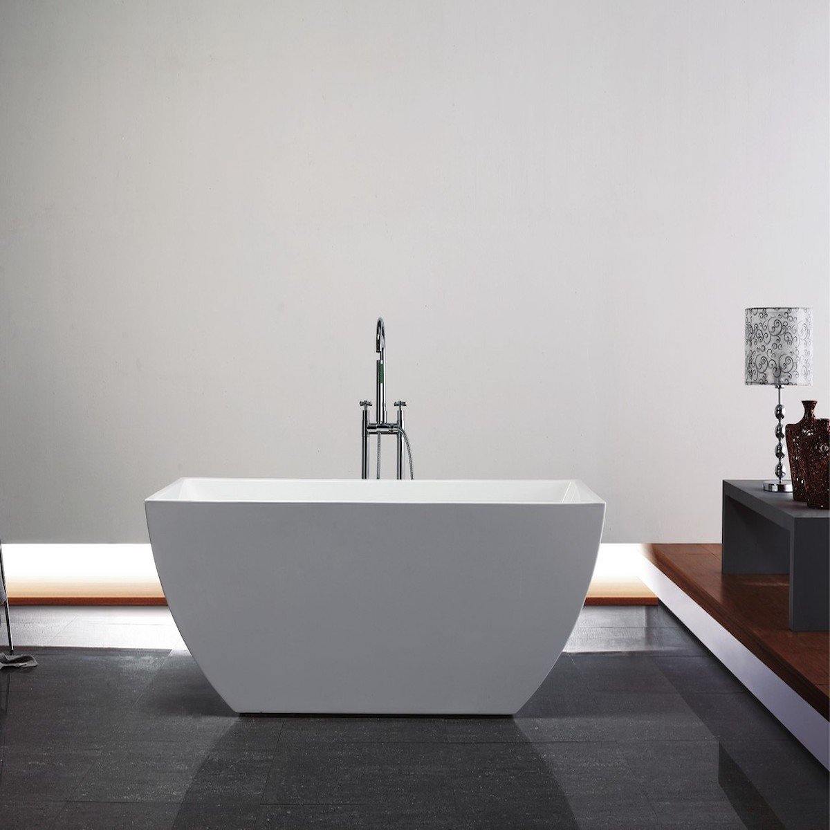 KubeBath Contemporanea 59 Inch White Freestanding Bathtub KFST2159 in Bathroom #size_59 inch