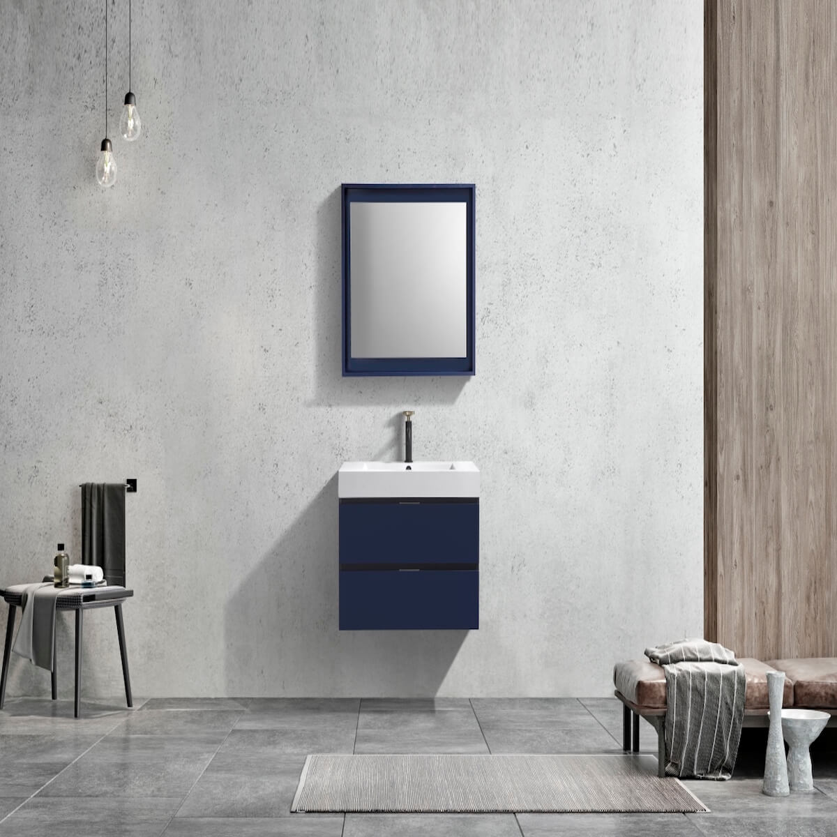KubeBath Bliss 30” Blue Wall Mount Single Vanity BSL30-BLUE in Bathroom #finish_blue