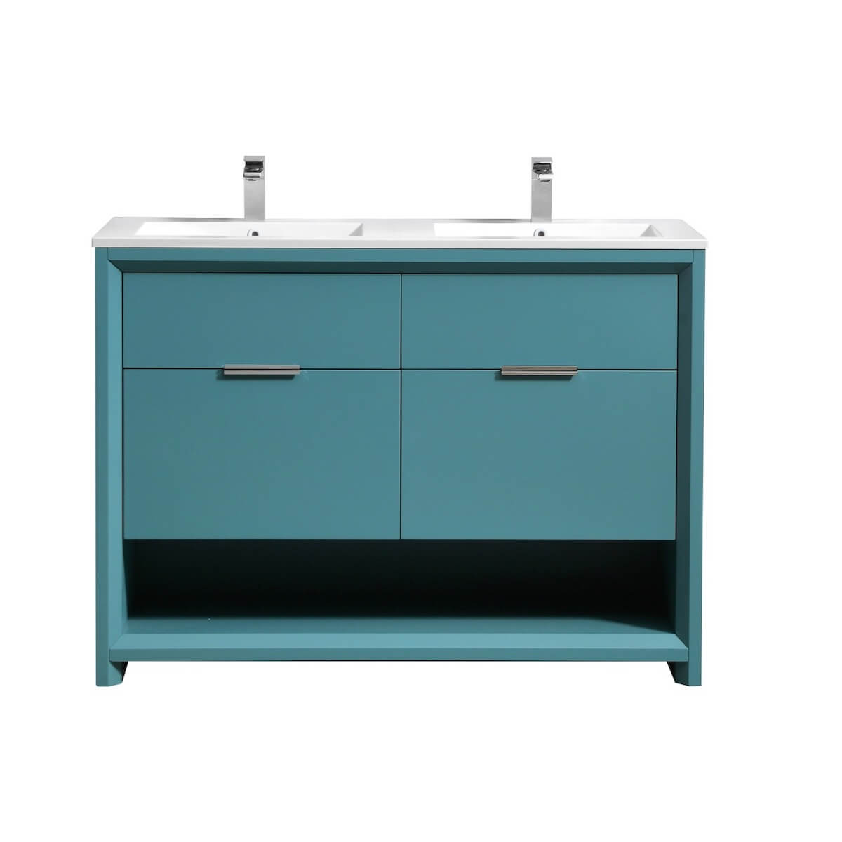 KubeBath Nudo 48" Teal Green Double Sink Free Standing Modern Bathroom Vanity NUDO48D-TG #finish_teal green