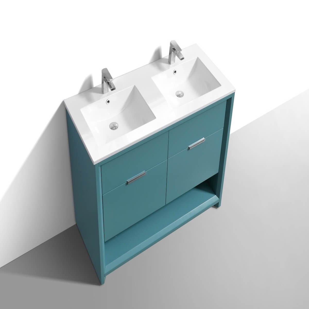 KubeBath Nudo 48" Teal Green Double Sink Free Standing Modern Bathroom Vanity Side NUDO48D-TG #finish_teal green