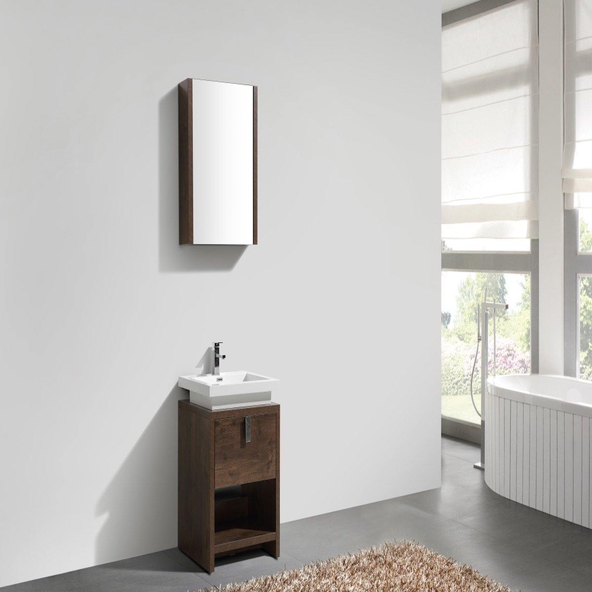 KubeBath Levi 24" Rose Wood Single Vanity with Cubby Hole L600RW in Bathroom #finish_rose wood