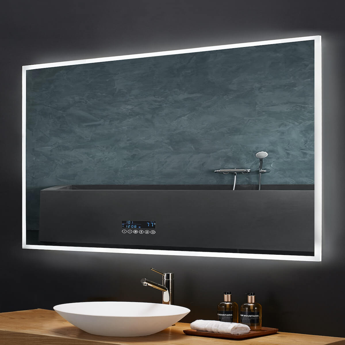 Ancerre Designs OTTO 30 inch x 40 inch LED Octagon Black Framed