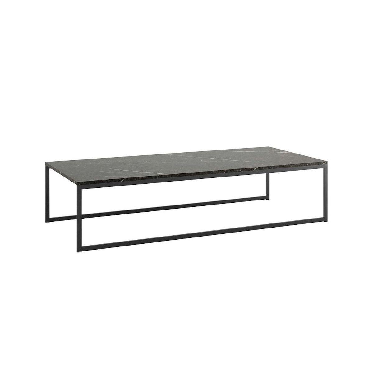 Manhattan Comfort Celine 53.14 Inch Coffee Table with Steel Legs in Black Marble 255352 #color_black marble