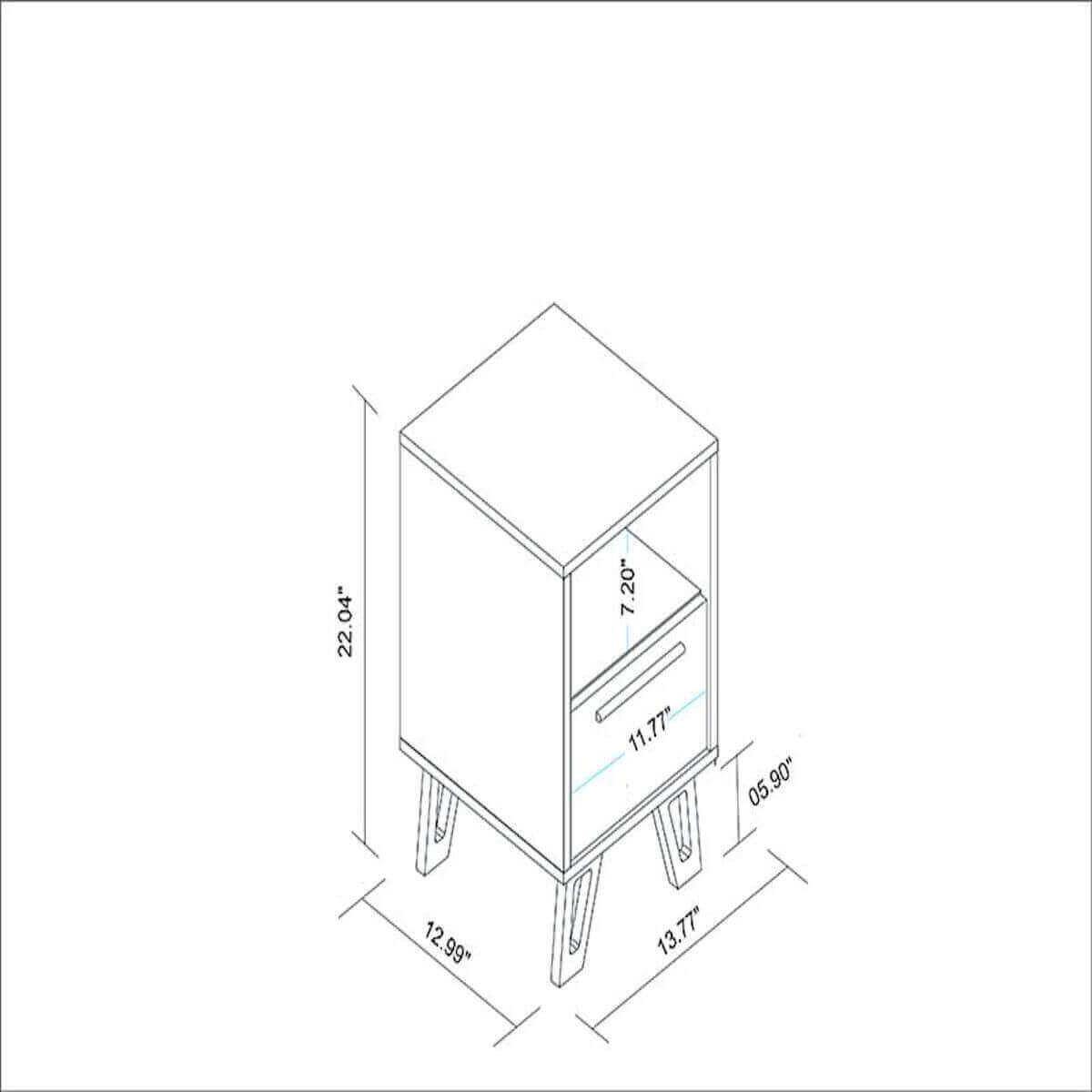 Manhattan Comfort Doris 1-Drawer Mid-Century Nightstand in White 125AMC159 Dimensions