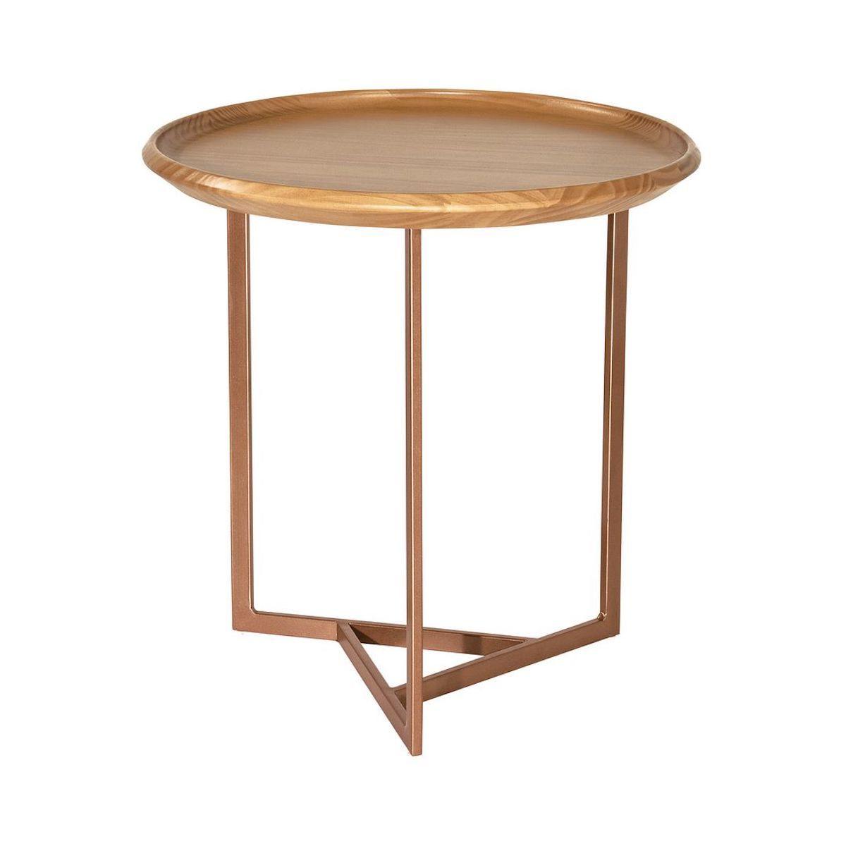 Manhattan Comfort Knickerbocker 19.29" Modern Round End Table with Steel Base in Cinnamon 254451