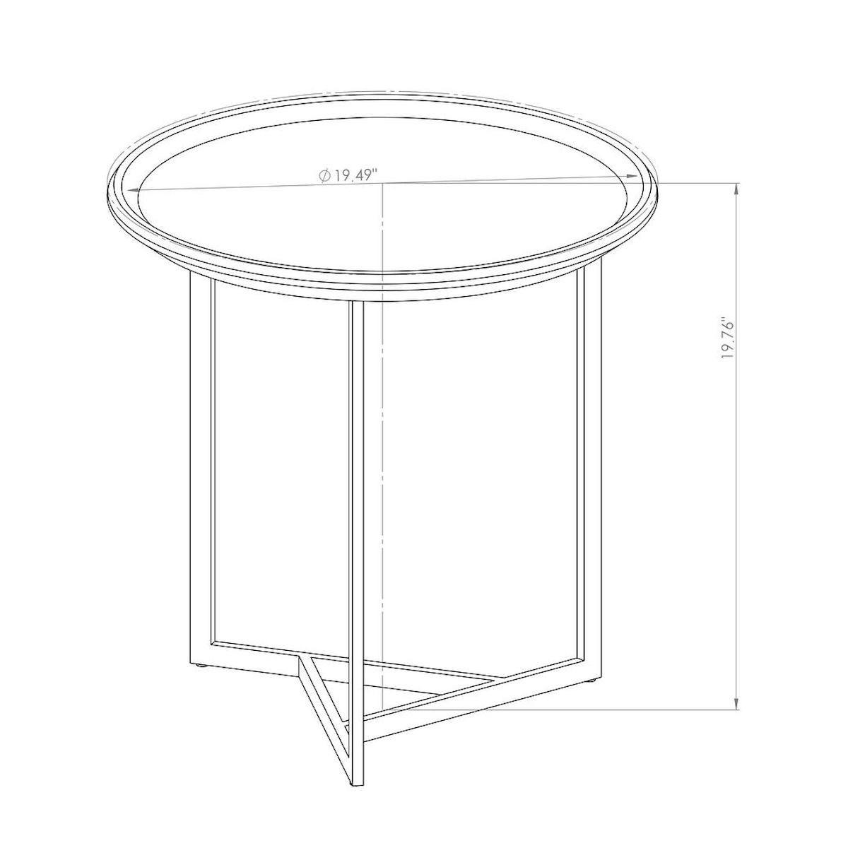 Manhattan Comfort Knickerbocker 19.29" Modern Round End Table with Steel Base in Cinnamon 254451 Dimensions