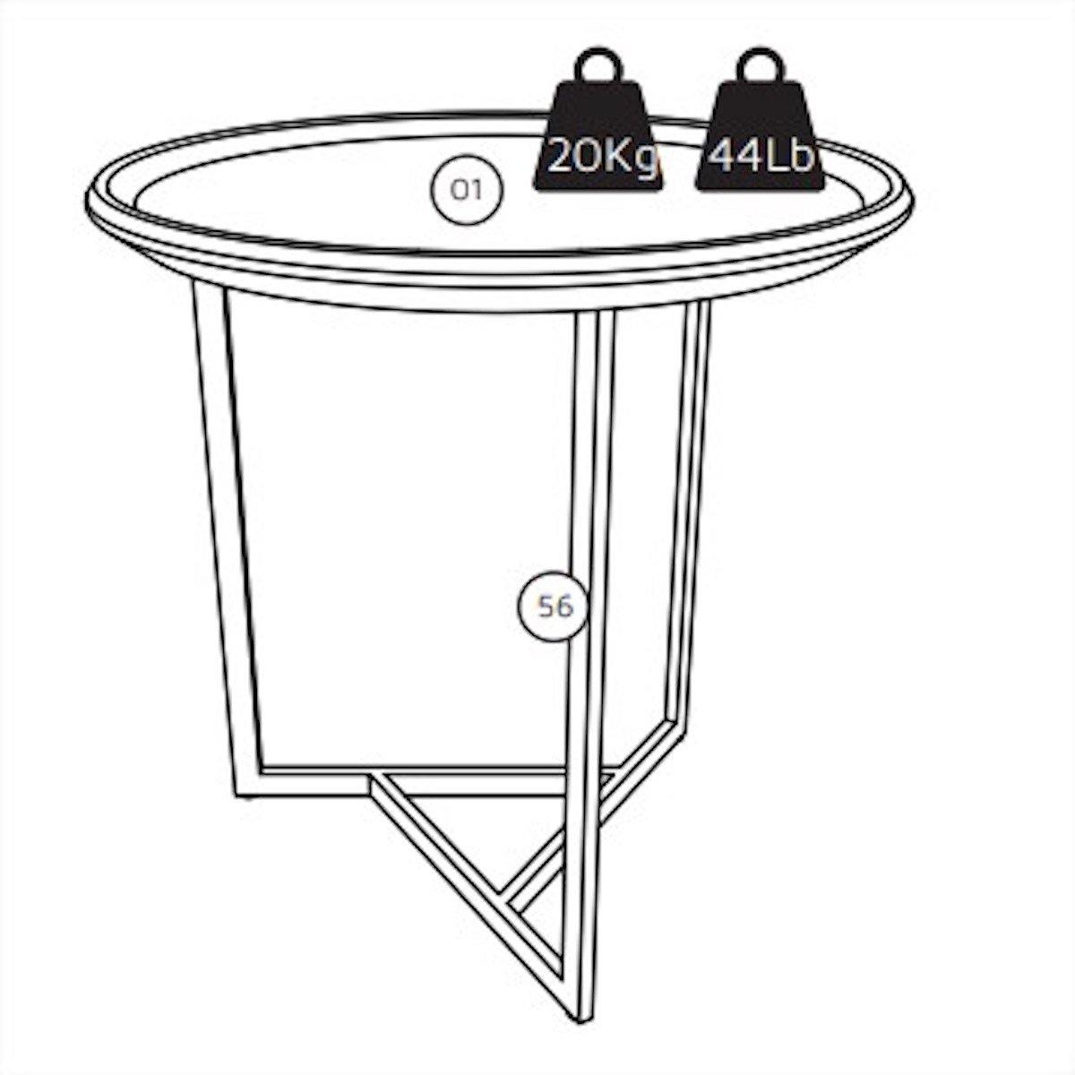 Manhattan Comfort Knickerbocker 19.29" Modern Round End Table with Steel Base in Cinnamon 254451 Weight Limit