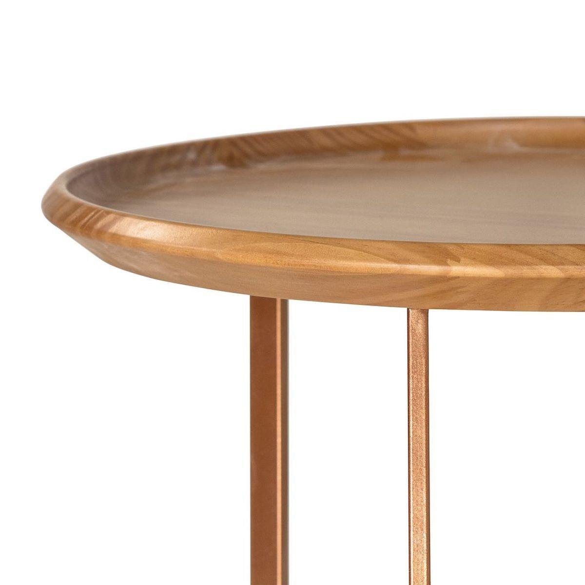 Manhattan Comfort Knickerbocker 19.29" Modern Round End Table with Steel Base in Cinnamon 254451