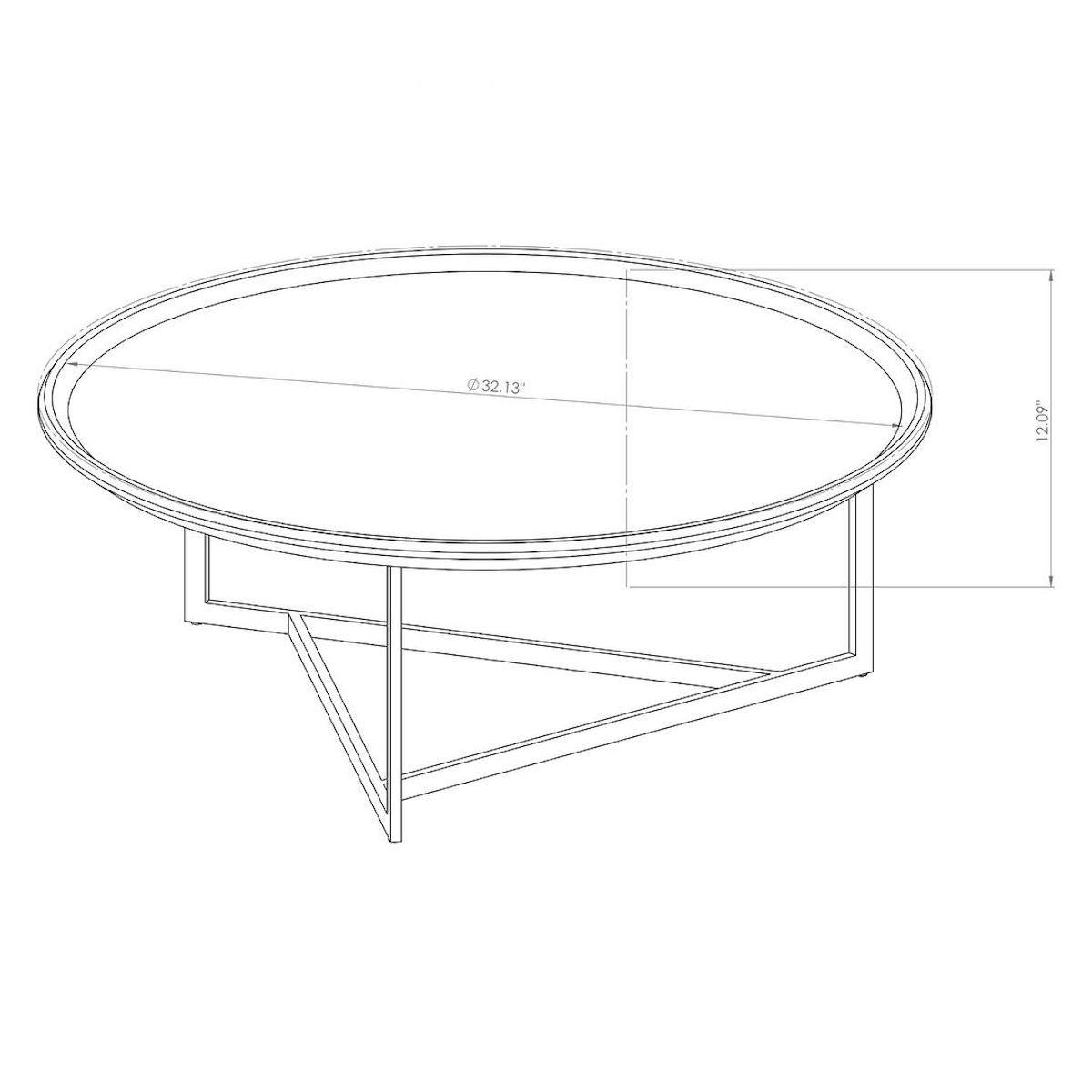 Manhattan Comfort Knickerbocker 31.88" Modern Round Coffee Table with Steel Base in Cinnamon 254351