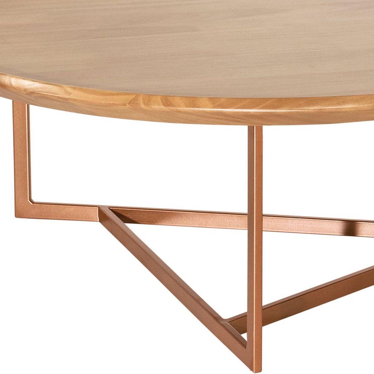 Manhattan Comfort Knickerbocker 31.88" Modern Round Coffee Table with Steel Base in Cinnamon 254351 Legs