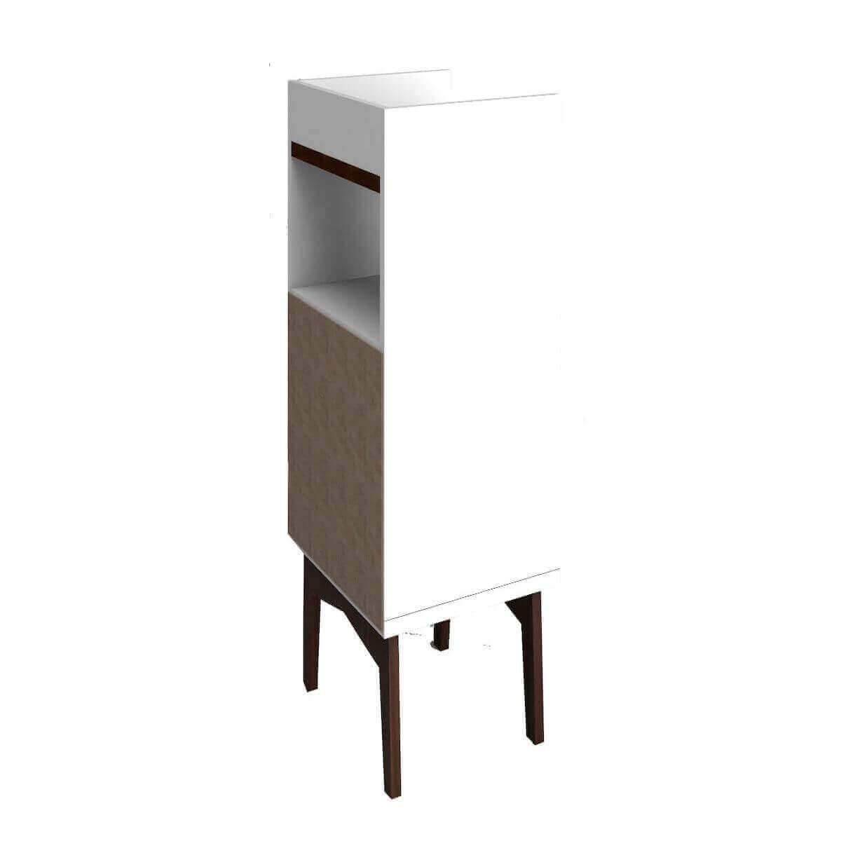 Manhattan Comfort Mid-Century Modern Brookdale Nightstand with 1 Shelf in White and Nut Brown 141AMC209 Side