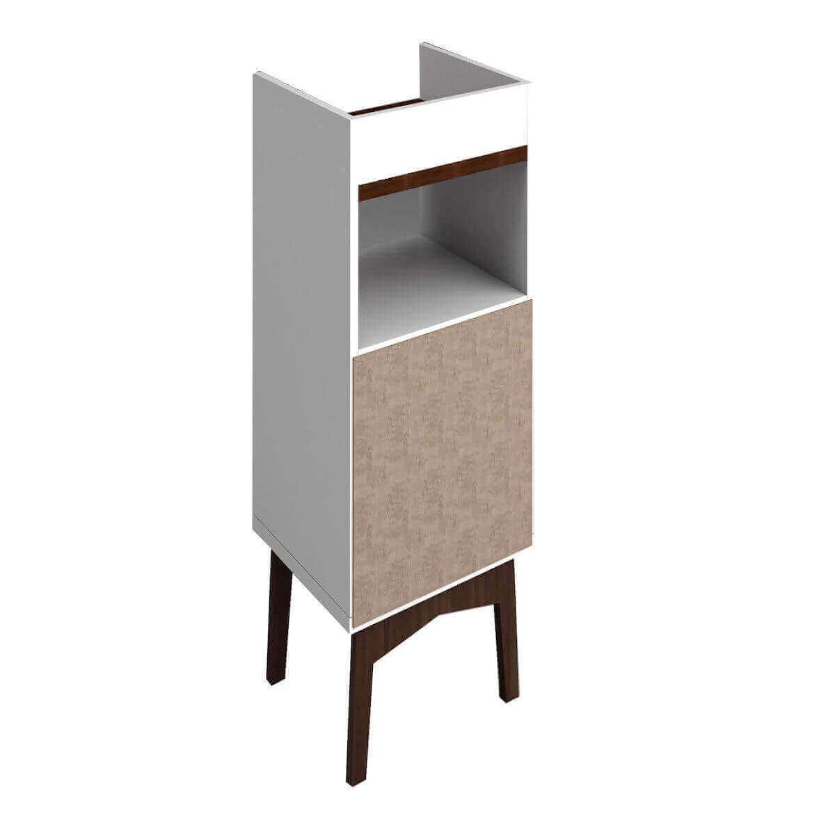 Manhattan Comfort Mid-Century Modern Brookdale Nightstand with 1 Shelf in White and Nut Brown 141AMC209 Back