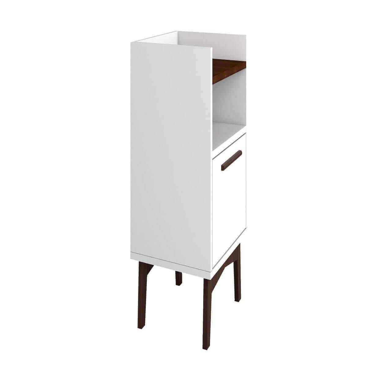 Manhattan Comfort Mid-Century Modern Brookdale Nightstand with 1 Shelf in White and Nut Brown 141AMC209 Side