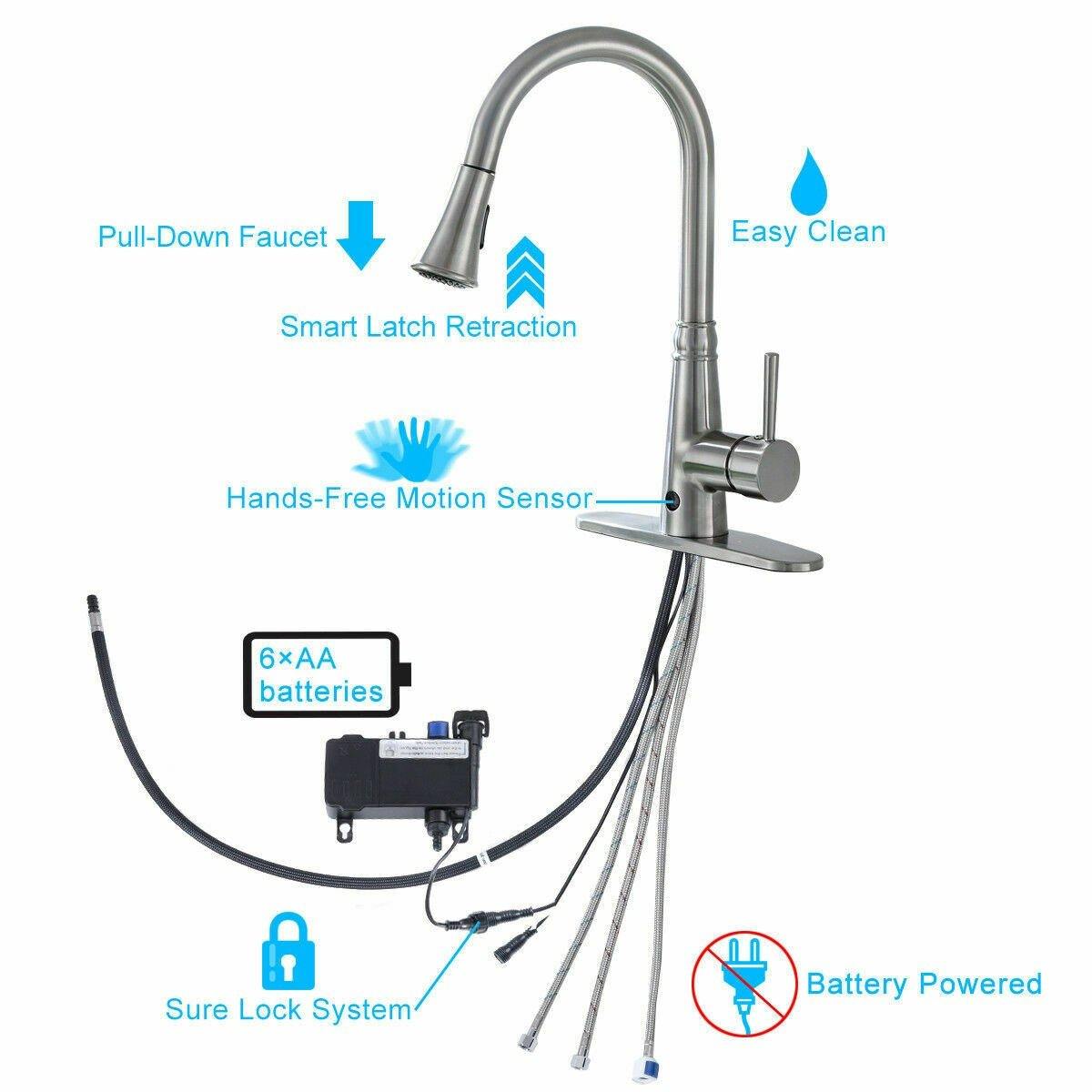 Costway Pull-down Single Handle Brushed Nickel Kitchen Faucet