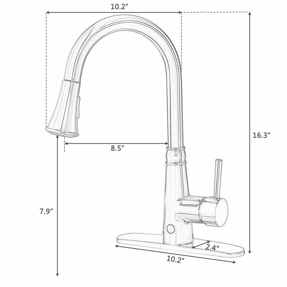 Costway Pull-down Single Handle Brushed Nickel Kitchen Faucet