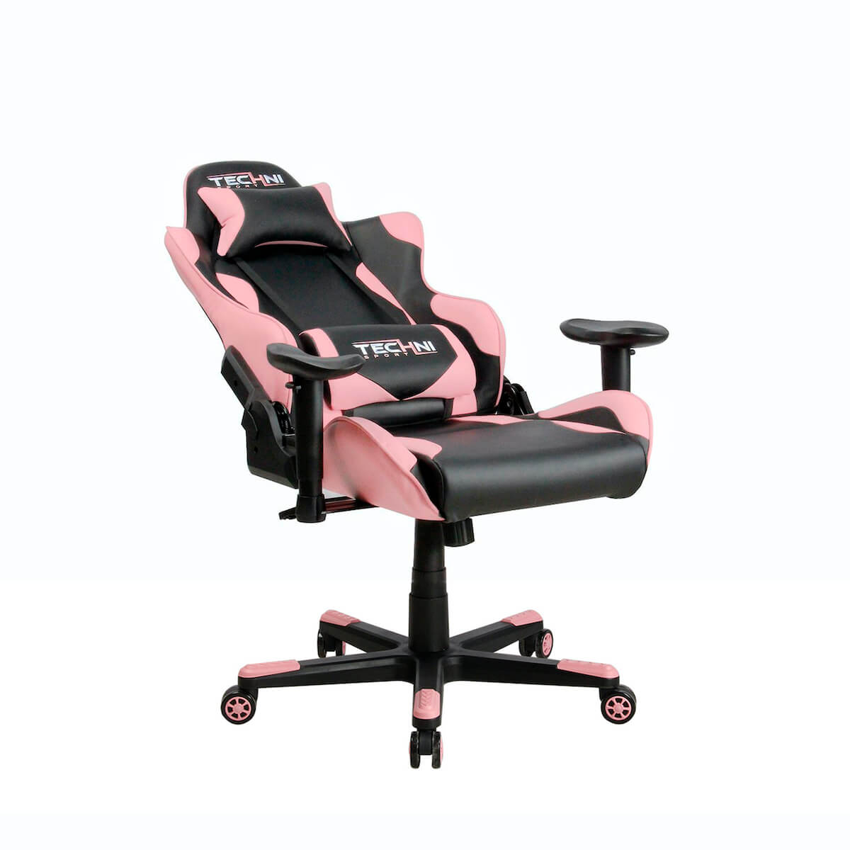 Techni Sport TS-4300 Pink Ergonomic High Back Racer Style PC Gaming Chair RTA-TS43-PNK Reclined
