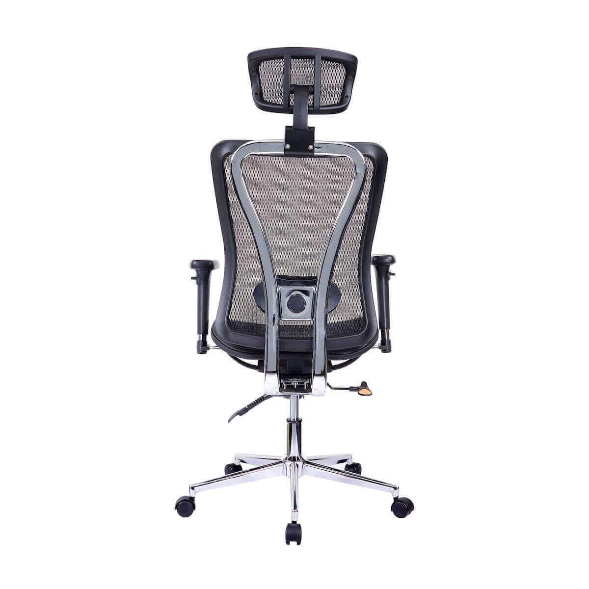 Techni Mobili Black High Back Executive Mesh Office Chair with Arms, Headrest, and Lumbar Support RTA-1009-BK Back
