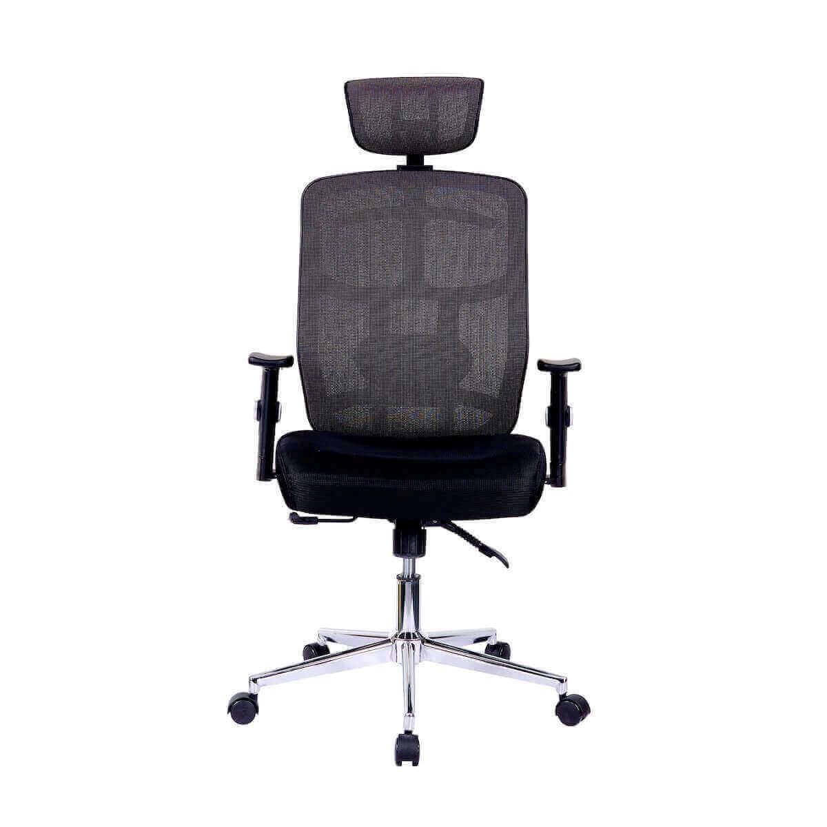 Techni Mobili Black High Back Executive Mesh Office Chair with Arms, Lumbar Support, and Chrome Base RTA-1010-BK