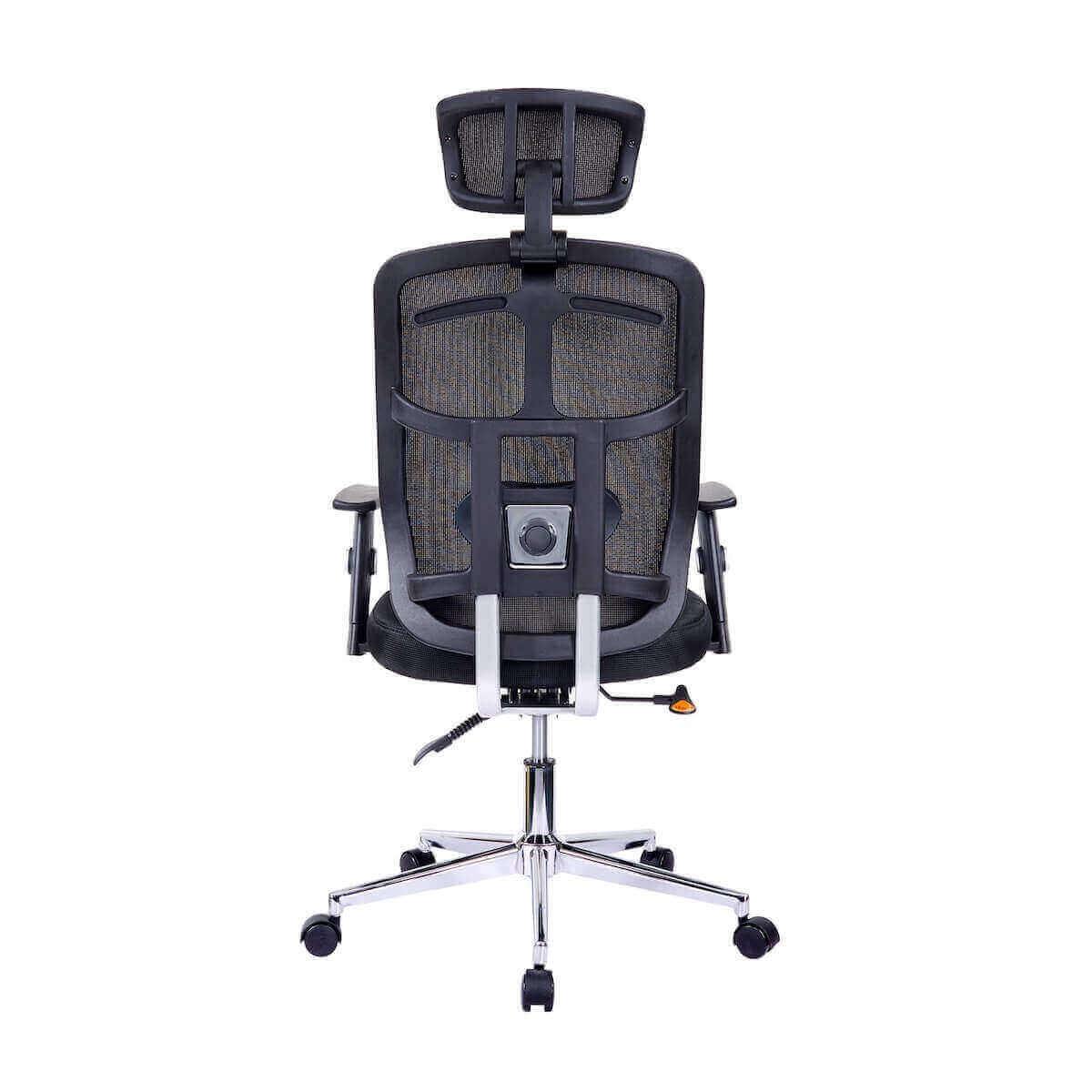 Techni Mobili Black High Back Executive Mesh Office Chair with Arms, Lumbar Support, and Chrome Base RTA-1010-BK Back