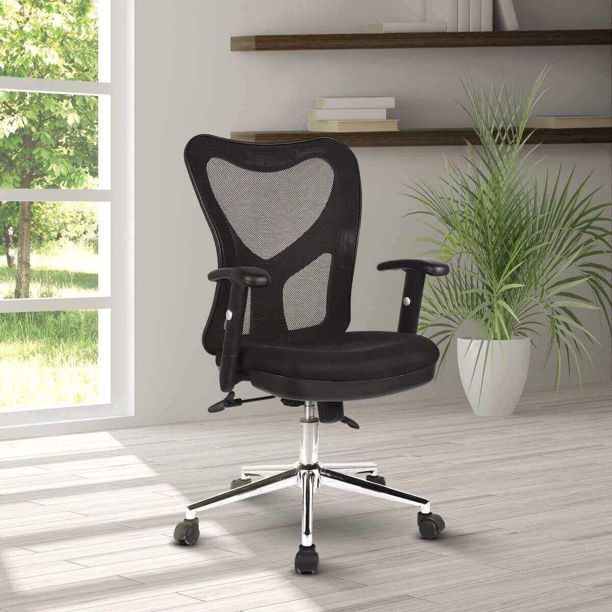 Techni Mobili Black High Back Mesh Office Chair With Chrome Base RTA-0098M-BK in Office