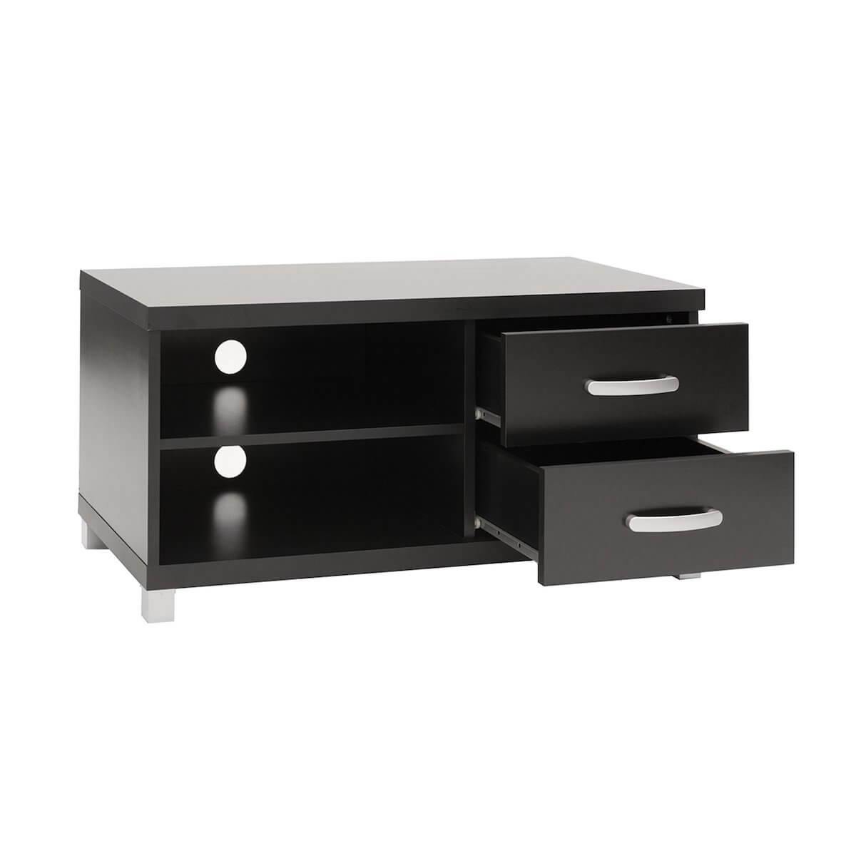 Techni Mobili Black Modern TV Stand with Storage for TVs Up To 40" RTA-8896-BK Open Drawers