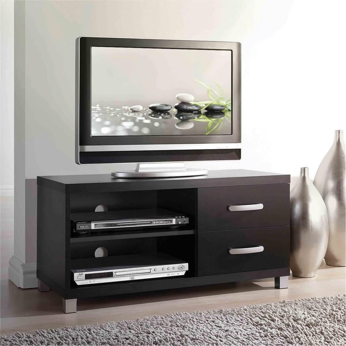 Techni Mobili Black Modern TV Stand with Storage for TVs Up To 40" RTA-8896-BK in Room