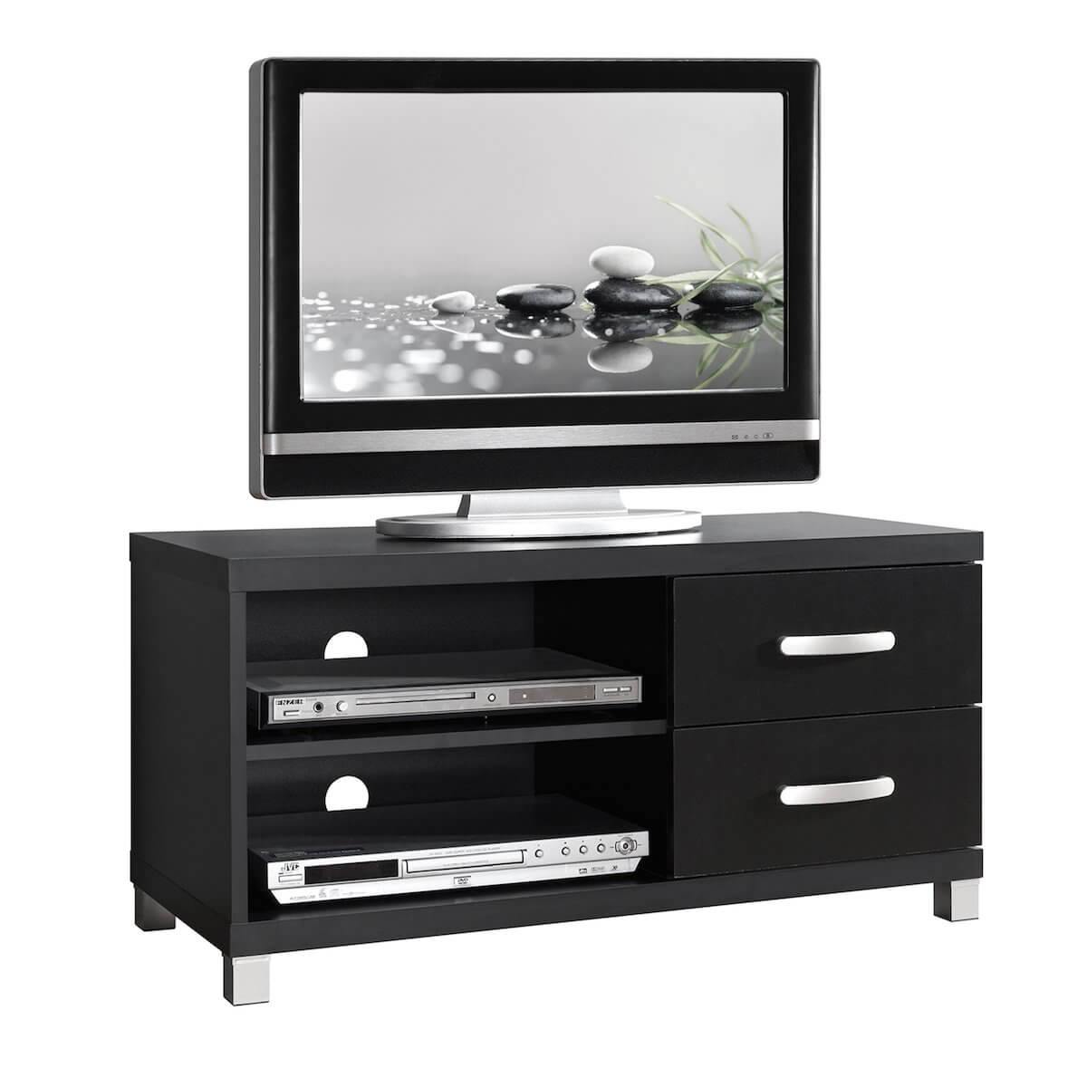 Techni Mobili Black Modern TV Stand with Storage for TVs Up To 40" RTA-8896-BK with TV