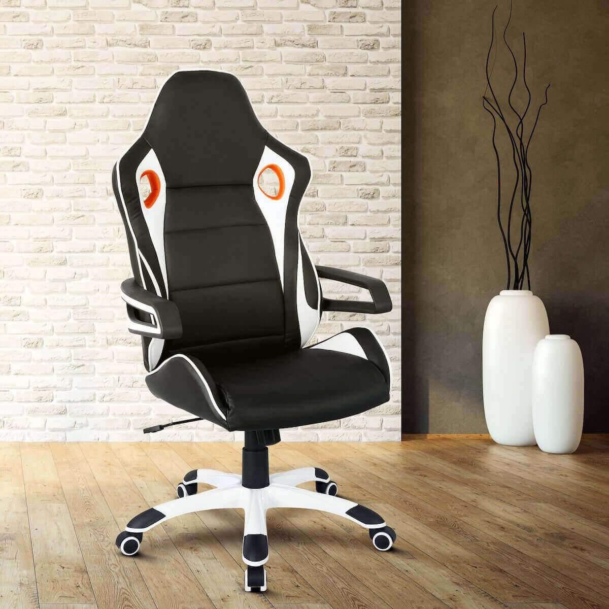 Techni Mobili Black Racing Style Home & Office Chair RTA-2022-BK in Office