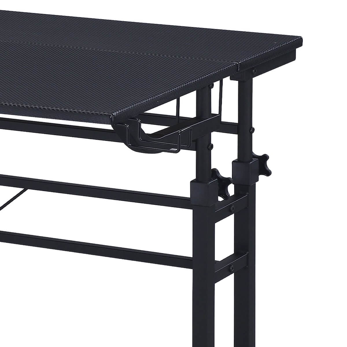 Techni Mobili  Black Rolling Writing Desk with Height Adjustable Desktop and Moveable Shelf RTA-3800SU-BK #color_black