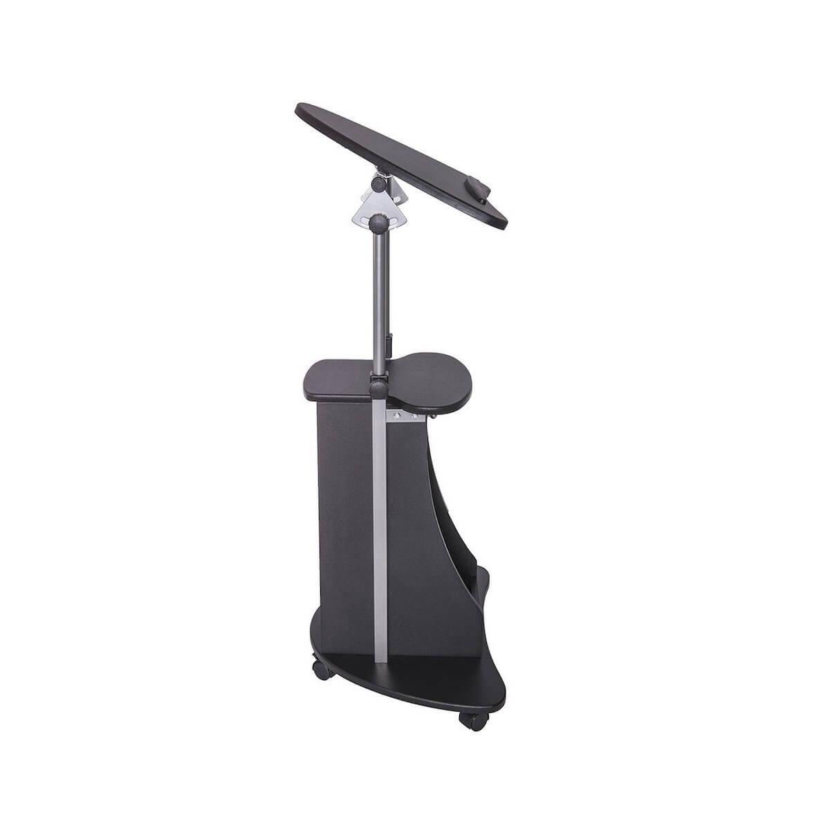 Techni Mobili Black Sit-to-Stand Rolling Adjustable Laptop Cart With Storage RTA-B005-BK46 Side #color_black