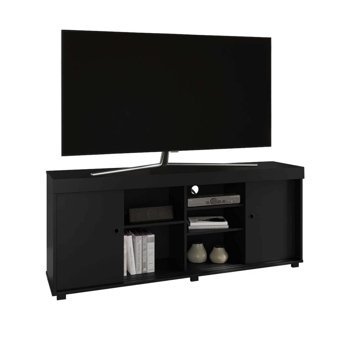 Techni Mobili Black TV Stand with Storage for TVs Up to 60" With TV RTA-9500TV-BK #color_black