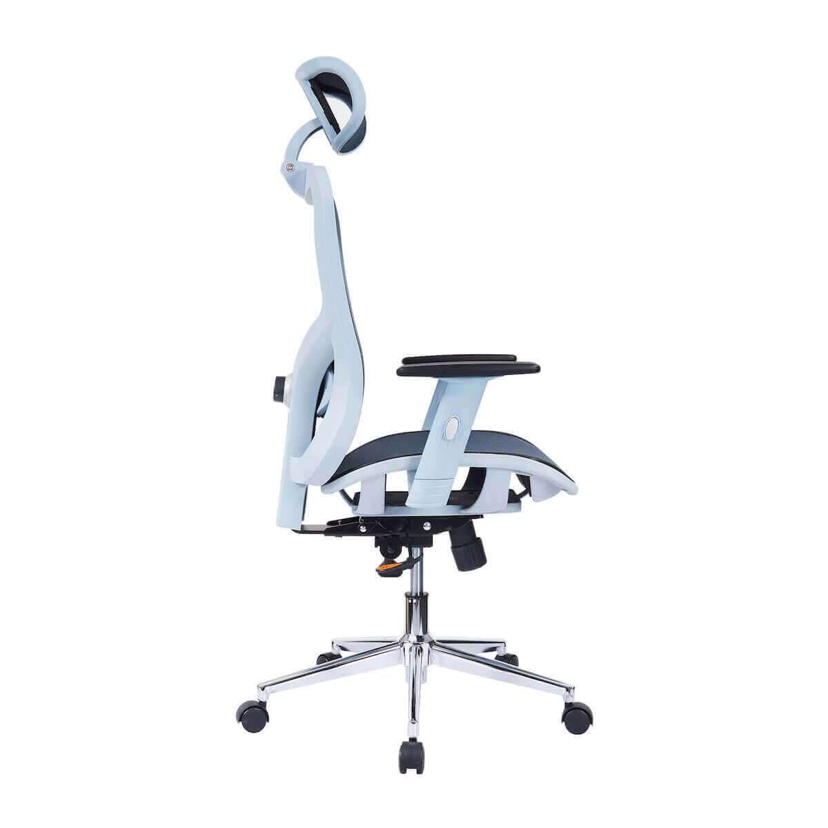 Techni Mobili Blue High Back Executive Mesh Office Chair with Arms, Headrest, and Lumbar Support RTA-1008-BL Side