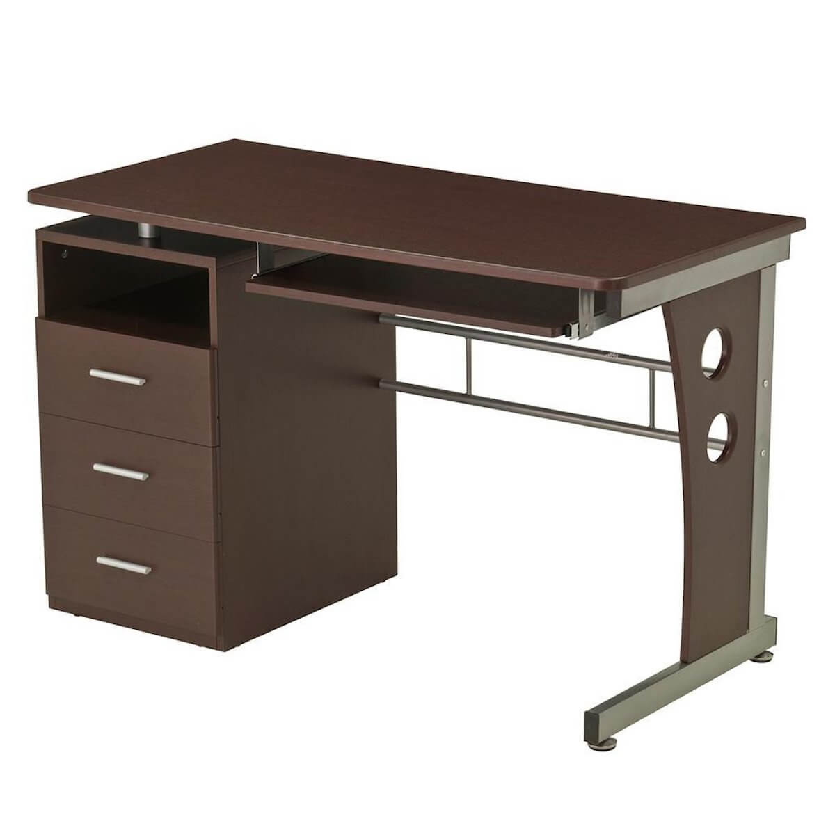 Techni Mobili Chocolate Computer Desk with Ample Storage RTA-3520-CH36 Angle #color_chocolate