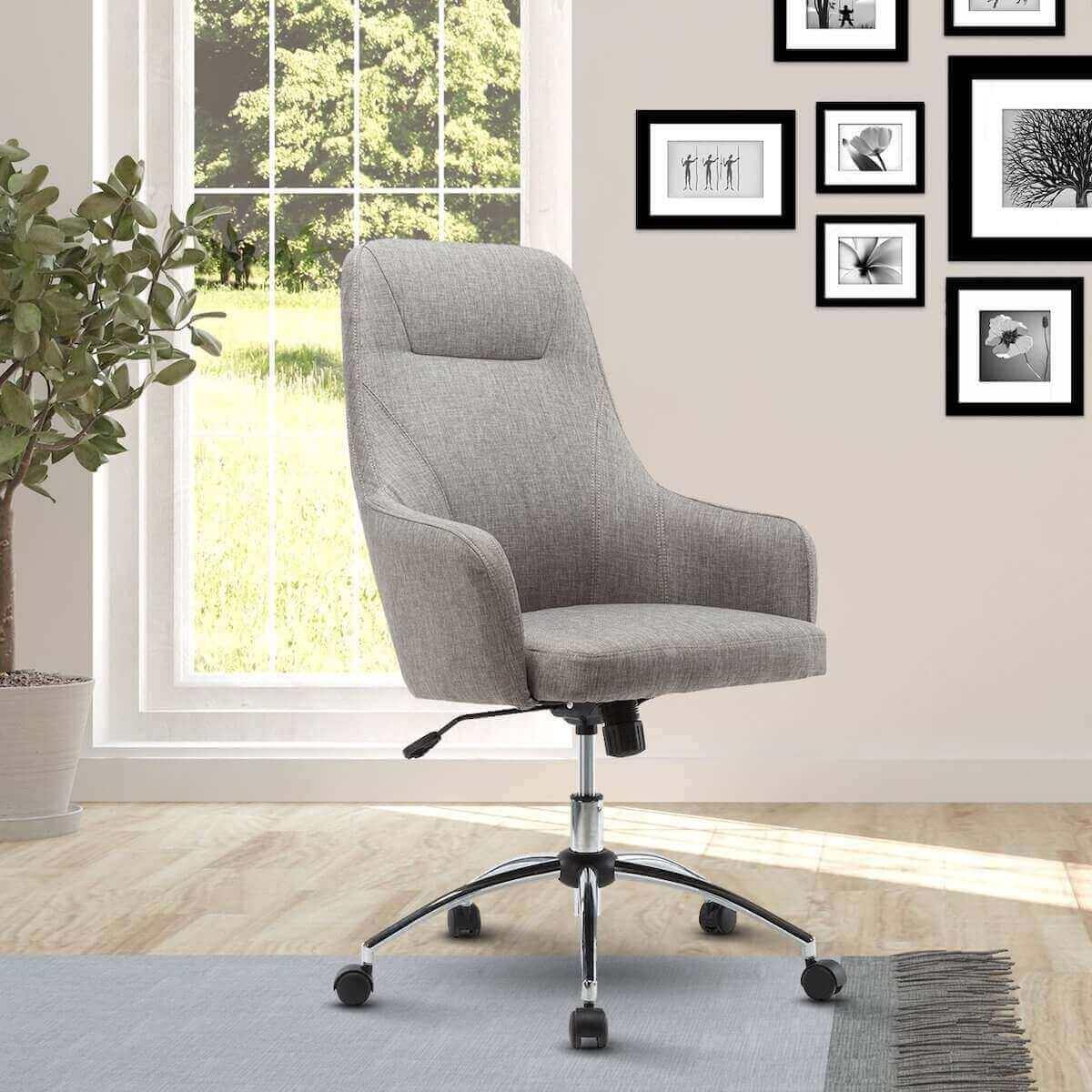 Techni Mobili Comfy Height Adjustable Rolling Office Desk Chair with Wheels RTA-1005-GRY in Office