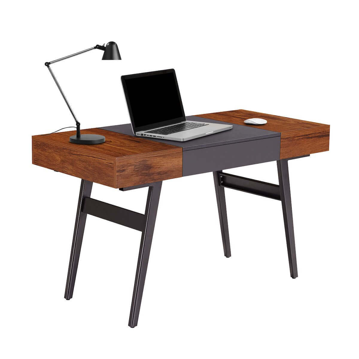 Techni Mobili Espresso Modern Writing Desk with Storage RTA-1460-ES with Laptop