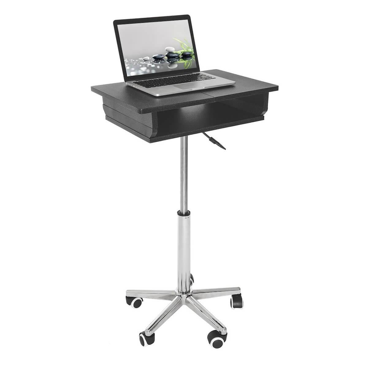Techni Mobili Graphite Folding Table Laptop Cart RTA-B006-GPH06 with Computer
