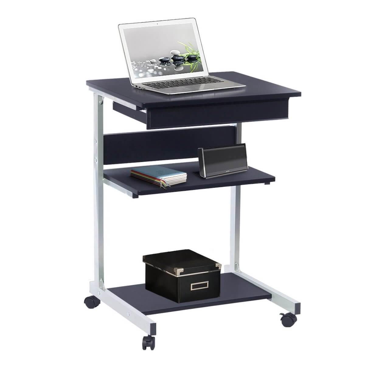 Techni Mobili Graphite Rolling Laptop Cart with Storage RTA-B018-GPH06 with Computer