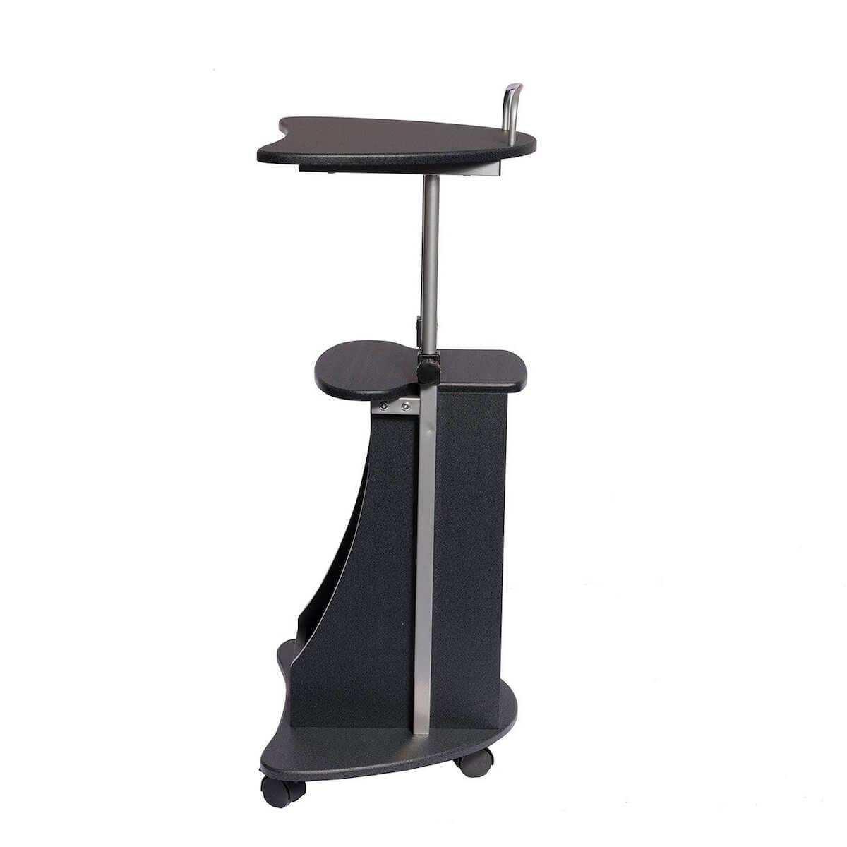Techni Mobili Graphite Sit-to-Stand Rolling Adjustable Height Laptop Cart With Storage RTA-B002-GPH06 Side #color_graphite