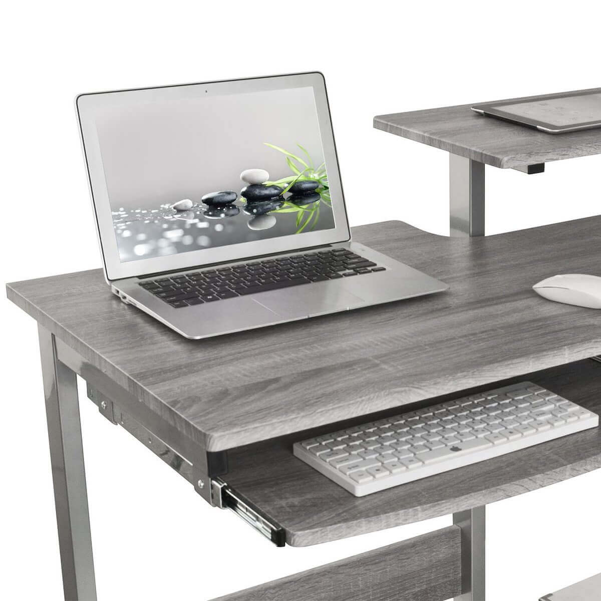 Techni Mobili Grey Complete Computer Workstation Desk RTA-2706A-GRY #color_gray