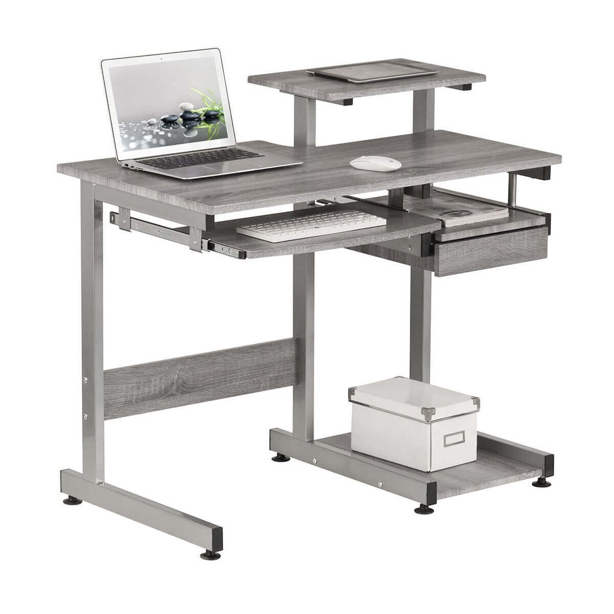 Techni Mobili Grey Complete Computer Workstation Desk RTA-2706A-GRY #color_gray