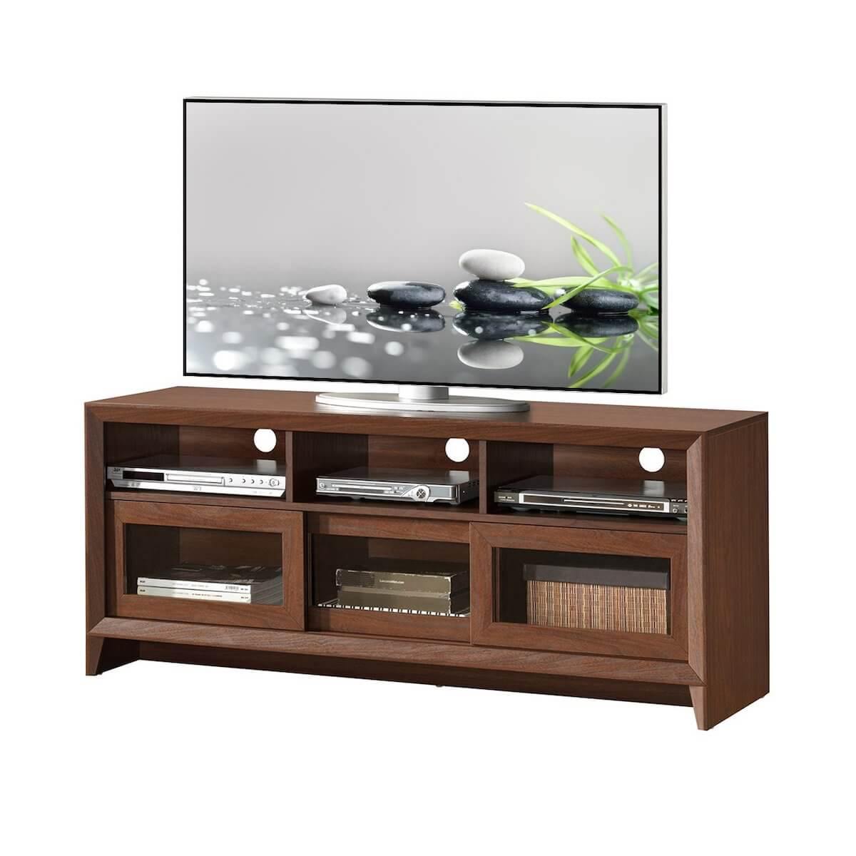 Techni Mobili Hickory Modern TV Stand with Storage for TVs Up To 60" RTA-8811-HRY with TV
