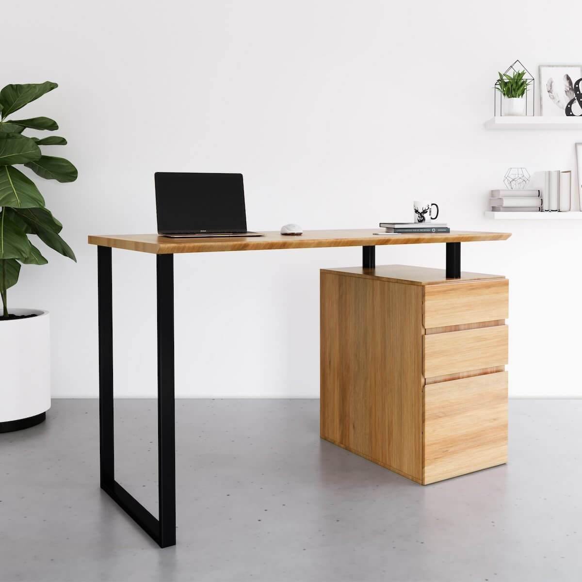 Techni Mobili Pine Computer Desk with Storage and File Cabinet RTA-1305-PN in Office