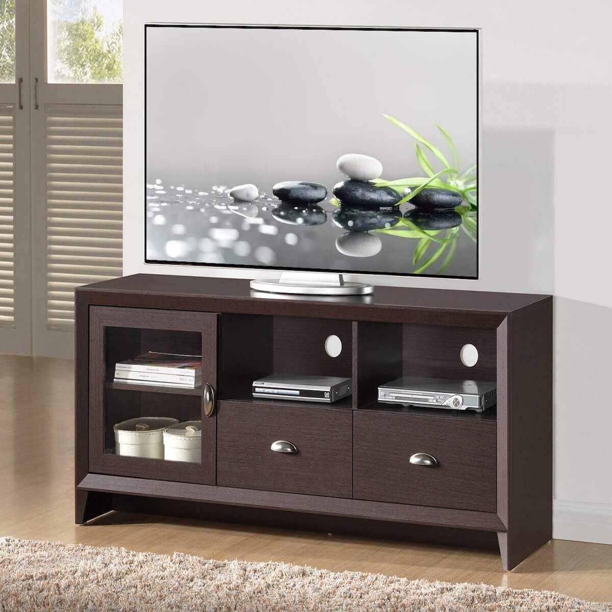 Techni Mobili Wenge Modern TV Stand with Storage for TVs Up To 60" RTA-8807-WN in Room