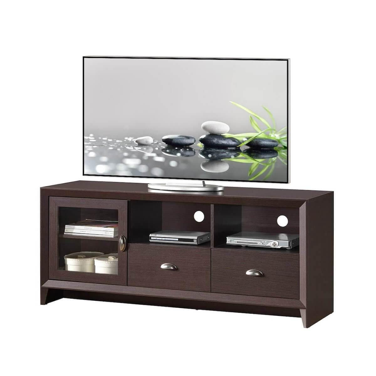 Techni Mobili Wenge Modern TV Stand with Storage for TVs Up To 60" RTA-8807-WN with Computer