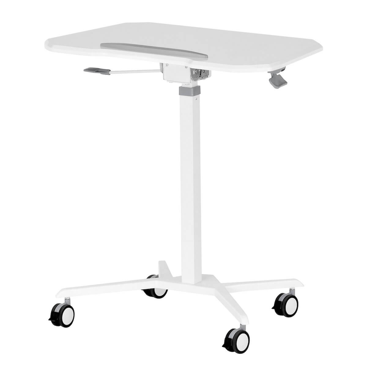 Techni Mobili White Sit to Stand Mobile Laptop Computer Stand with Height Adjustable and Tiltable Tabletop RTA-B008-WHT Back