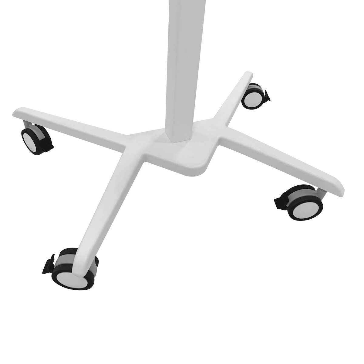 Techni Mobili White Sit to Stand Mobile Laptop Computer Stand with Height Adjustable and Tiltable Tabletop RTA-B008-WHT Rolling