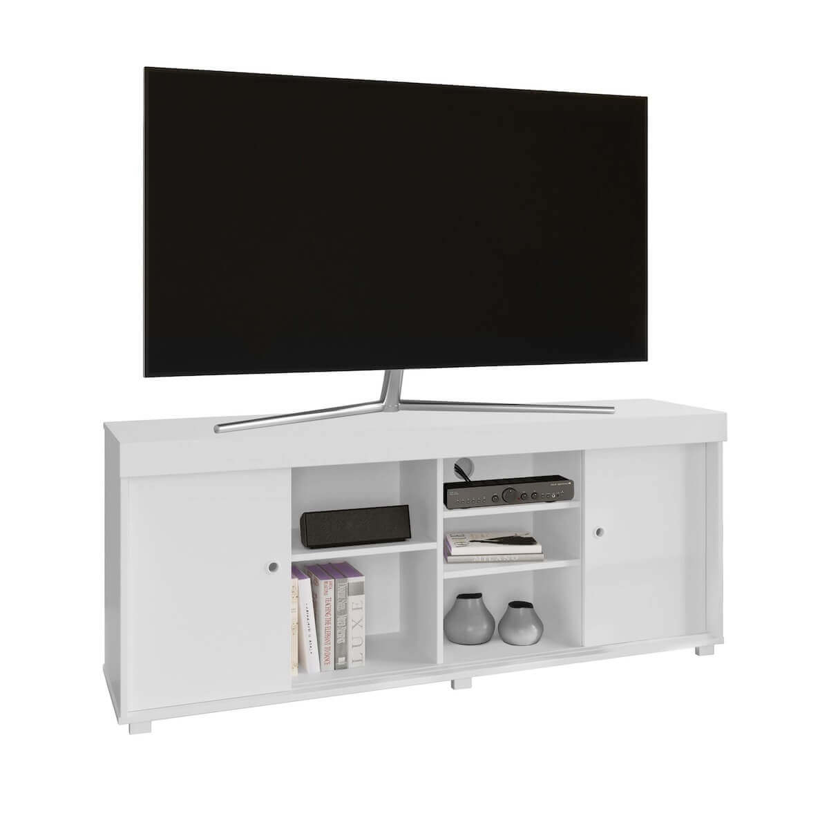 Techni Mobili White TV Stand with Storage for TVs Up to 60" Angle RTA-9500TV-WHT #color_white
